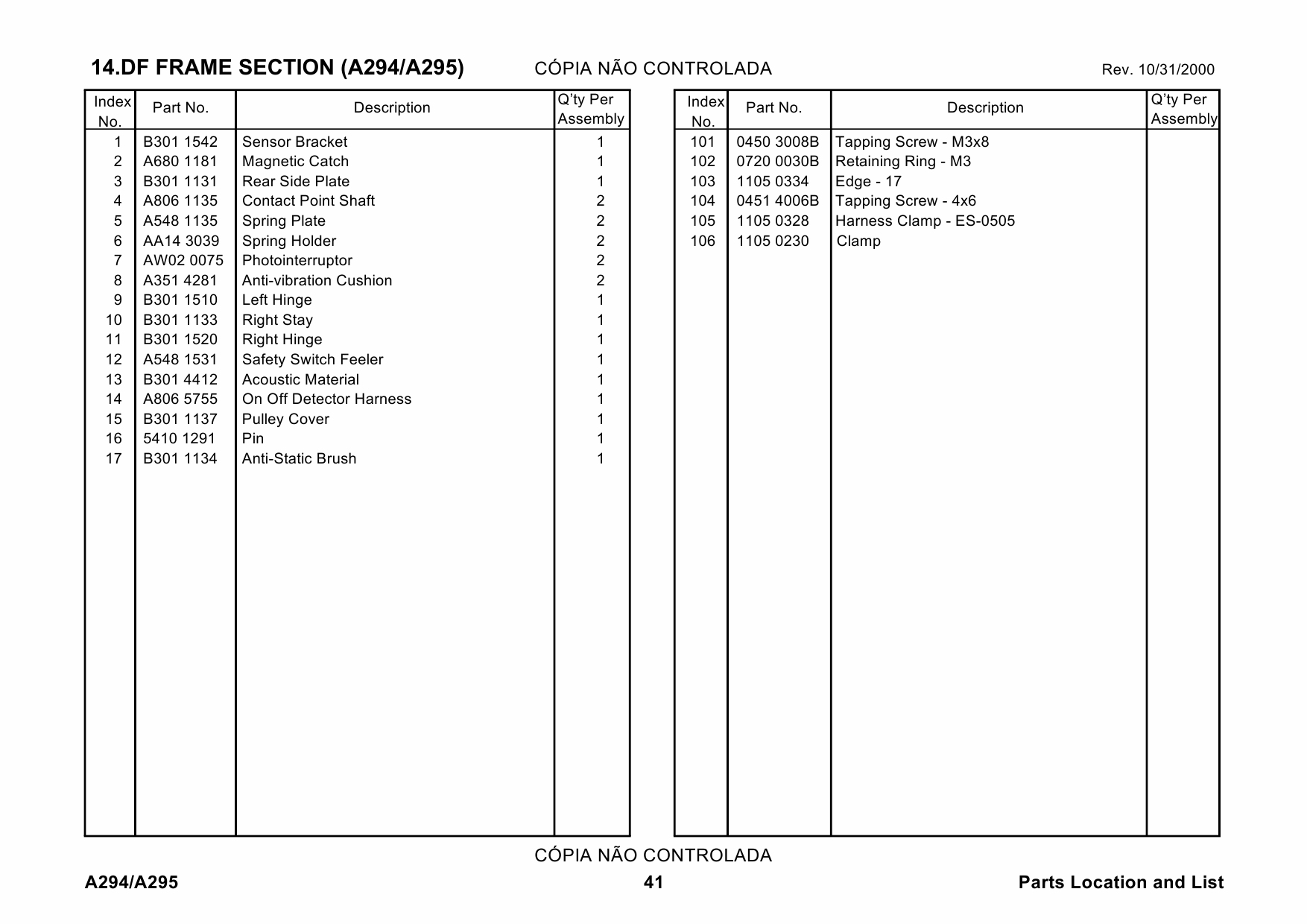 RICOH Aficio 850 1050 1085 1105 A294 295 Parts Catalog-4